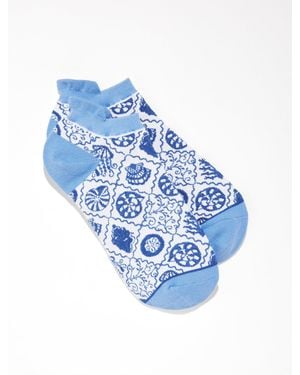 Talbots Seashell Tiles Ankle Socks - Blue