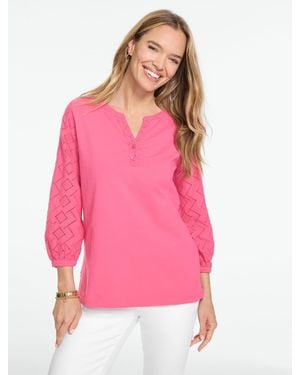 Talbots Mixed Media Tunic Top - Pink