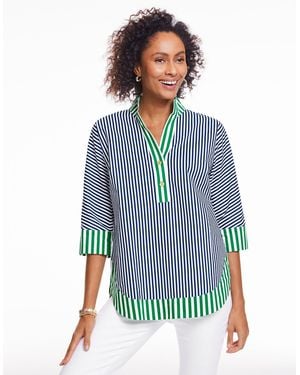 Talbots Dolman Sleeve Poplin Tunic Top - Blue