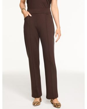 Talbots Passport Ponte Pintuck Straight Leg Pants - Brown