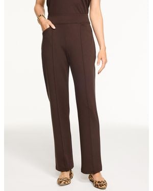 Talbots Passport Ponte Pintuck Straight Leg Trousers - Brown