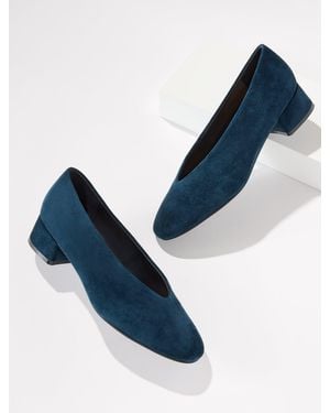 Talbots Winona Suede Block Heel Pumps - Blue