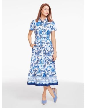 Talbots Modern Poplin Flounce Shirtdress - Blue