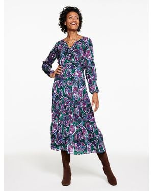 Talbots Fit & Flare Ruffle Dress - Blue