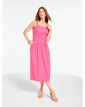 Talbots Poplin Pintuck Fit & Flare Dress - Pink