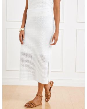 Talbots Crochet Pointelle Midi Skirt - White