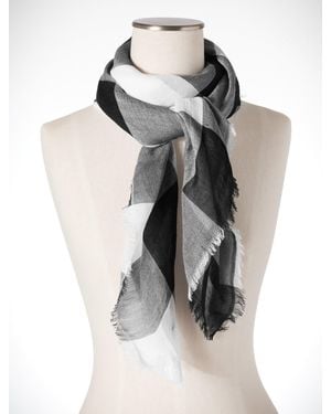 Talbots Singing Gingham Square Scarf - Grey