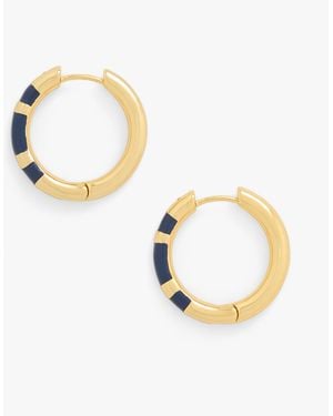 Talbots Enamel Stripe Hoop Earrings - Metallic