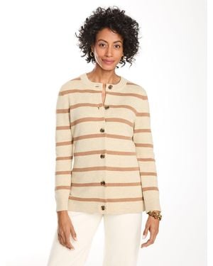 Talbots Clean Stripe Cardigan Jumper - Natural