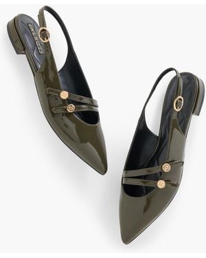 Talbots Scarlet Patent Slingback Flats - Metallic
