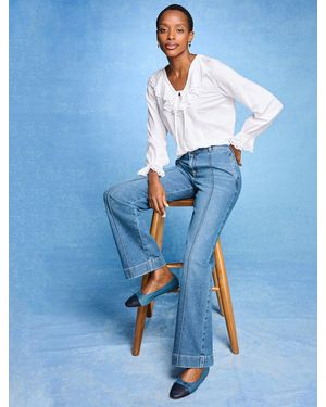 Talbots Pintuck Ruffle Voile Top - Blue