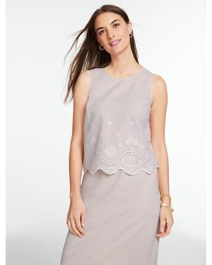 Talbots Embroidered Button Back Linen Blend Shell Jumper - Multicolour