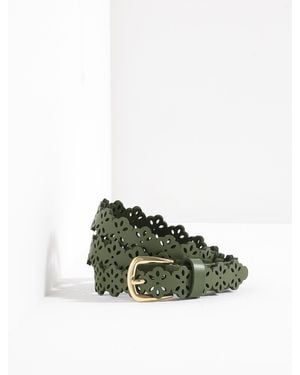 Talbots Perforated Flower Belt - Green