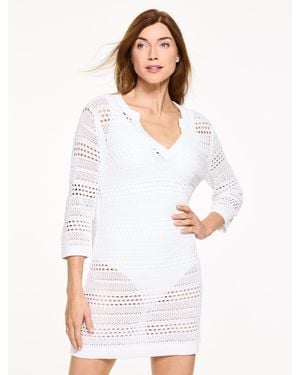 Aqua Club Open Stitch Tunic Top Cover-up - White