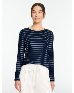 Talbots Supersoft Jersey Long Sleeve Crewneck T-shirt - Blue