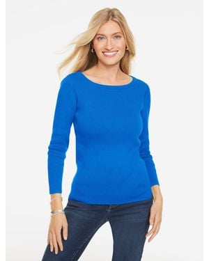 Talbots Crochet Boatneck Pullover Jumper - Blue