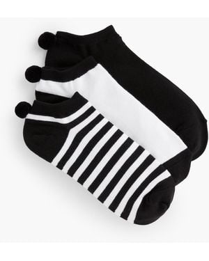 Talbots Three Pair Pom Pom Socks - Black