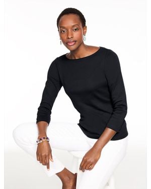 Talbots Solid Bateau Neck T-shirt Pima Cotton - Blue
