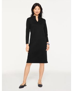 Talbots Passport Ponte Split Neck Dress - Black