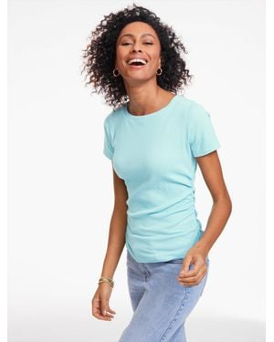 Talbots Jacquard Knit Crewneck Top - Blue