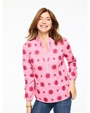 Talbots Ruffle Neck Top - Pink