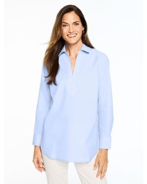 Talbots Non-iron Tunic Popover Shirt - Blue