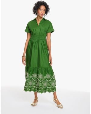 Talbots Eyelet Poplin Smocked Dress - Green