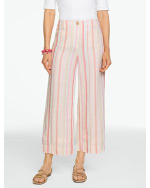 Talbots Washed Linen Wide Crop Patch Pocket Trousers - Pink