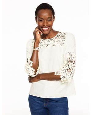 Talbots Lace Trim Poplin Top - White
