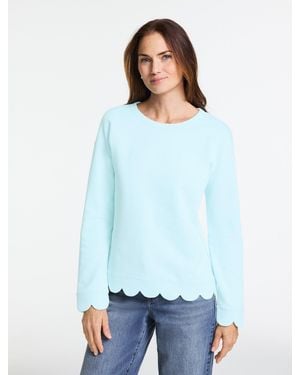 Talbots Scalloped French Terry Sweatshirt - White