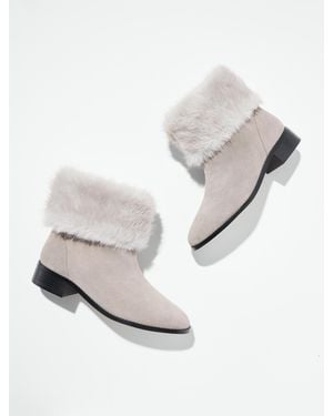 Talbots Tish Fur Suede Ankle Boots - White