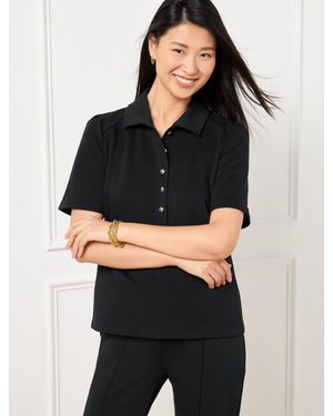 Talbots Passport Ponte Short Sleeve Polo - Black
