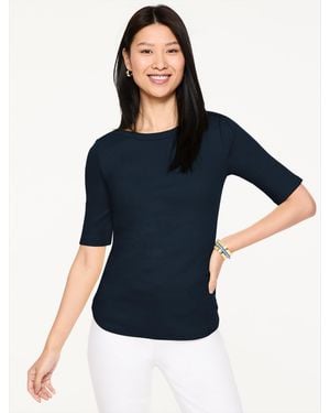 Talbots Ribbed Bateau Neck T-shirt - Blue