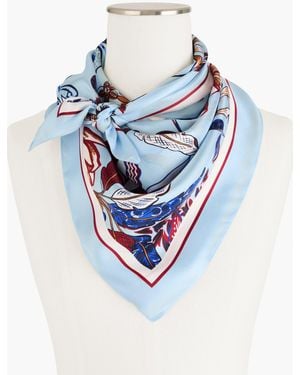 Talbots Verdant Botanical Silk Square Scarf - Blue