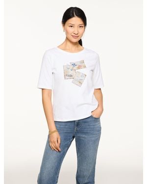 Talbots Elbow Sleeve Crewneck T-shirt - White
