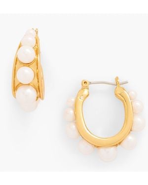 Talbots Pearl Garland Hoop Earrings - Metallic