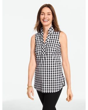 Talbots Sleeveless Non-iron Tunic Popover Shirt - Blue