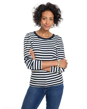 Talbots Ribbed Long Sleeve Crewneck T-shirt - Blue