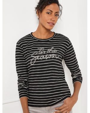 Talbots Tis The Season Tinsel Crewneck T-shirt - Black