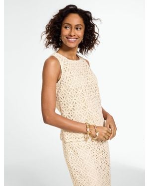 Talbots Geo Crochet Shell Jumper - White