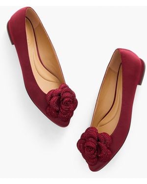 Talbots Edison Flower Satin Flats - White