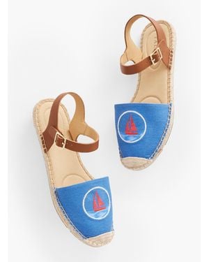 Talbots Izzy Embroidered Espadrille Flats - Blue