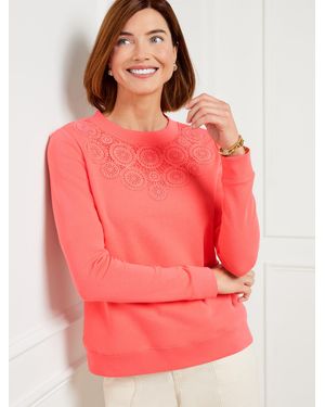 Talbots Circle Lace Crewneck Sweatshirt - Red