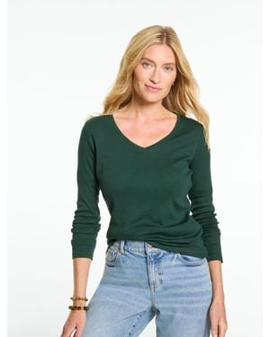Talbots Pima V-neck T-shirt - Green