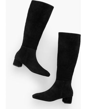 Talbots Perla Tall Suede Block Heel Boots - Black