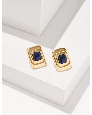 Talbots Linear Geo Stud Earrings - White