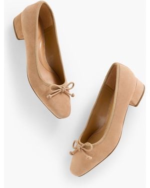 Talbots Vanessa Suede Block Heel Pumps - White