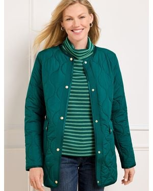 Talbots Quilted Collarless Coat - Green