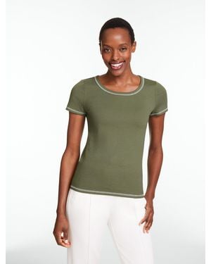 Talbots Ribbed Short Sleeve Crewneck T-shirt - Green