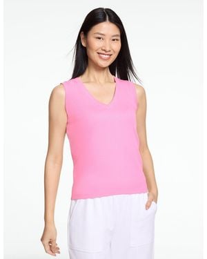 Talbots Draped V-neck Ribbed Tank Top - Pink